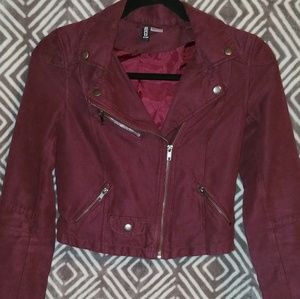 H&M Burgundy Moto Jacket